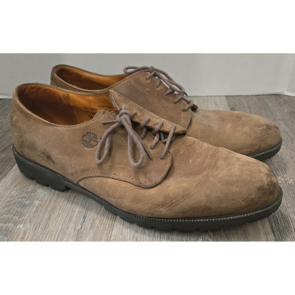 Timberland Shoes Mens Size 11.5 Brown Leather Lace Up Casual Derby Shoe - Picture 6 of 10